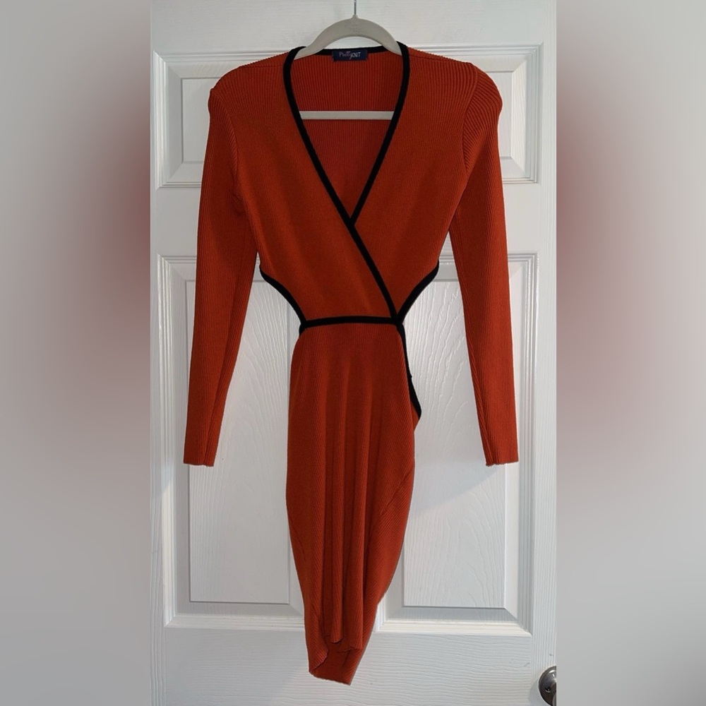 Pretty Knit Burnt Orange Long Sleeve Knit Dress